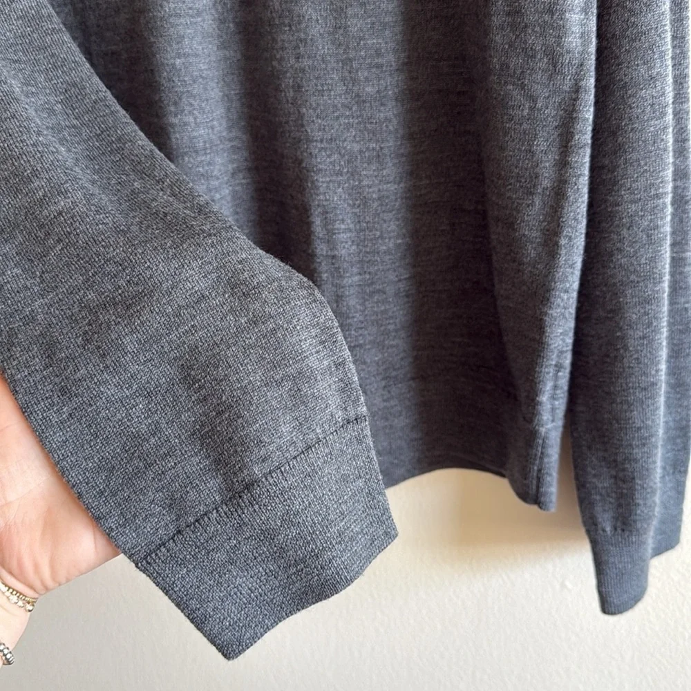 Theory Dermont Crewneck Merino Wool Soft Luster Plus Grey Sweater